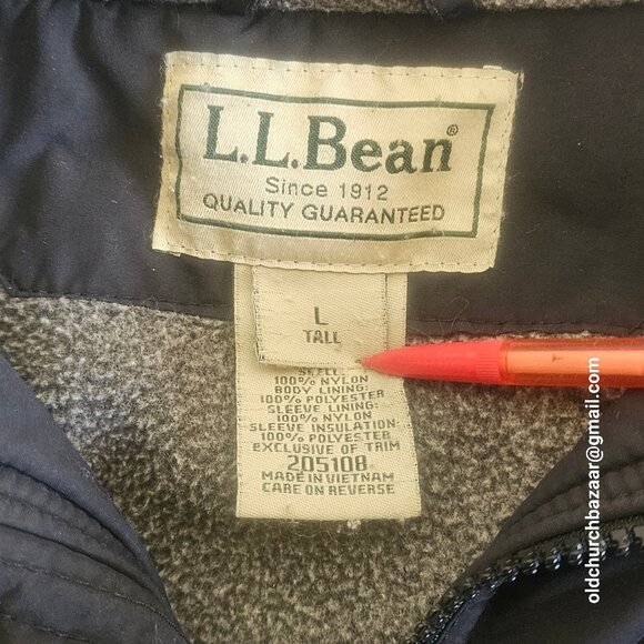 LL Bean Men's navy black Fleece Lined Warm Up winter jacket-super warm size L - Picture 6 of 15